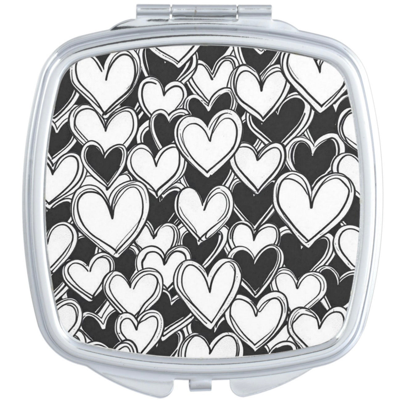 Modern Hearts Compact Travel Mirror