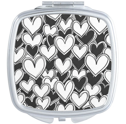 Modern Hearts Compact Travel Mirror