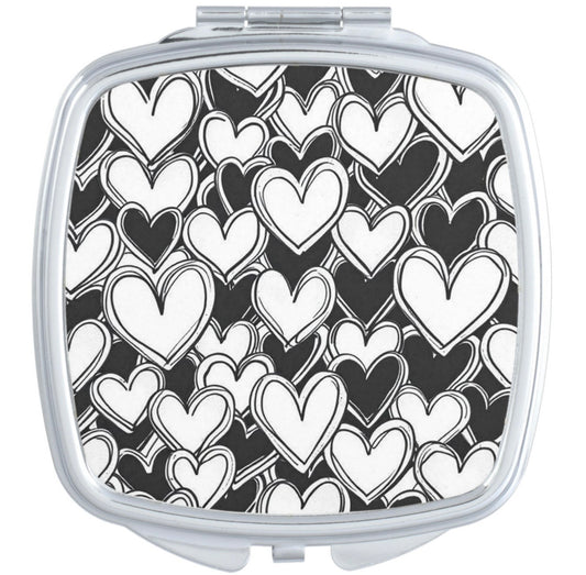 Modern Hearts Compact Travel Mirror