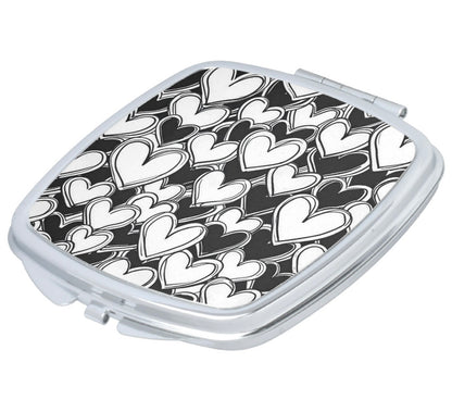 Modern Hearts Compact Travel Mirror