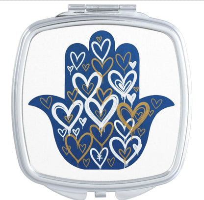 Hamsa Graffiti Hearts Compact Mirror