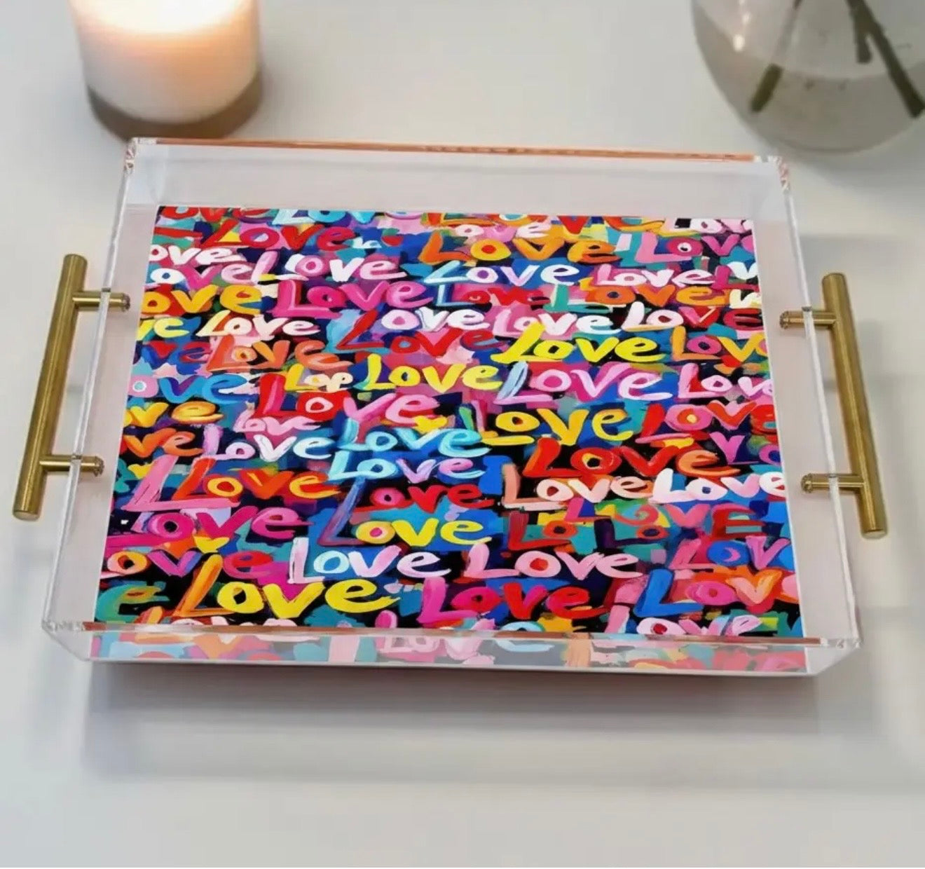 All The Love Graffiti Art Acrylic Tray