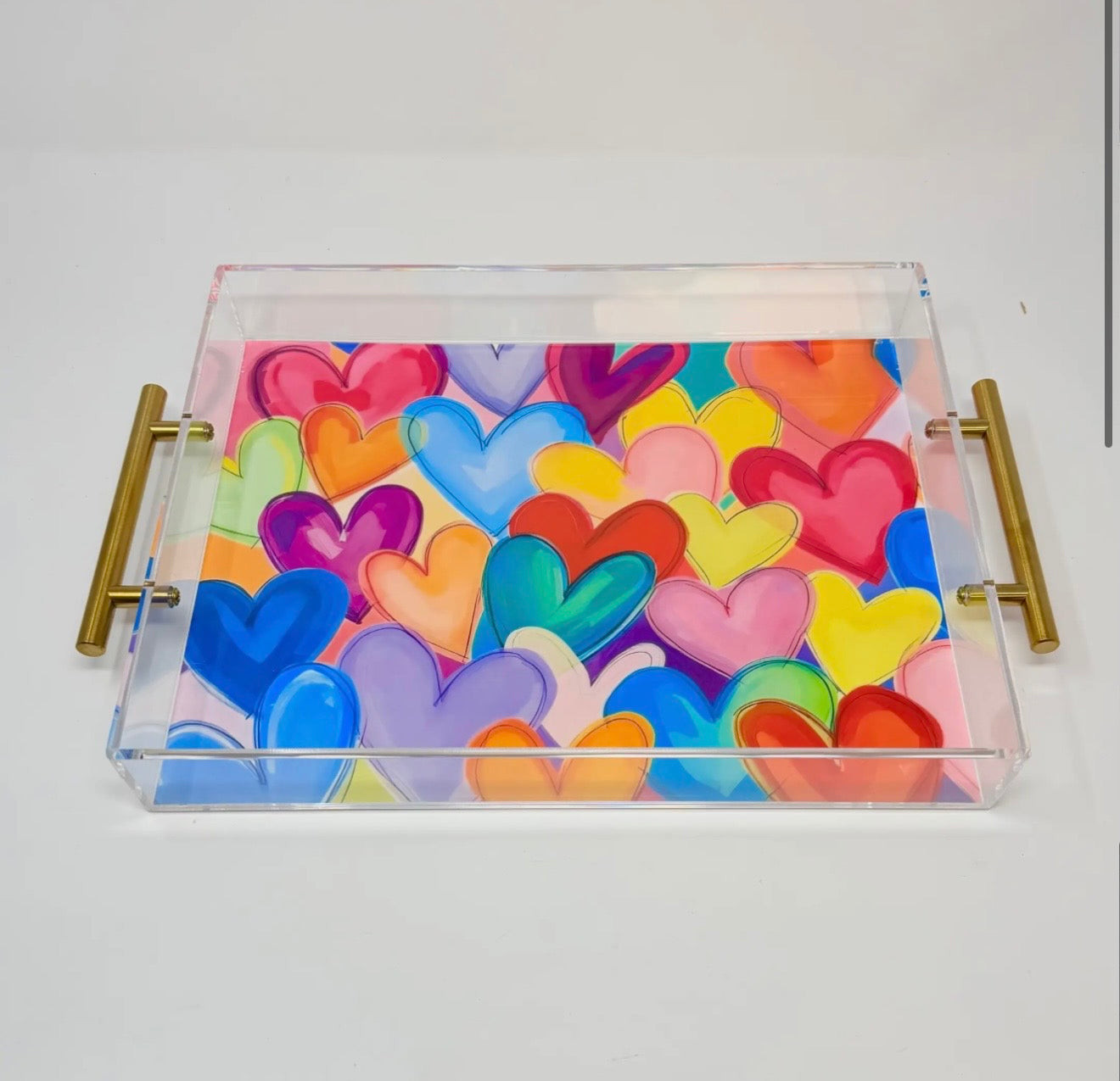 Colorful Hearts Acrylic Tray