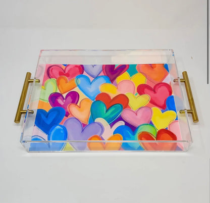 Colorful Hearts Acrylic Tray
