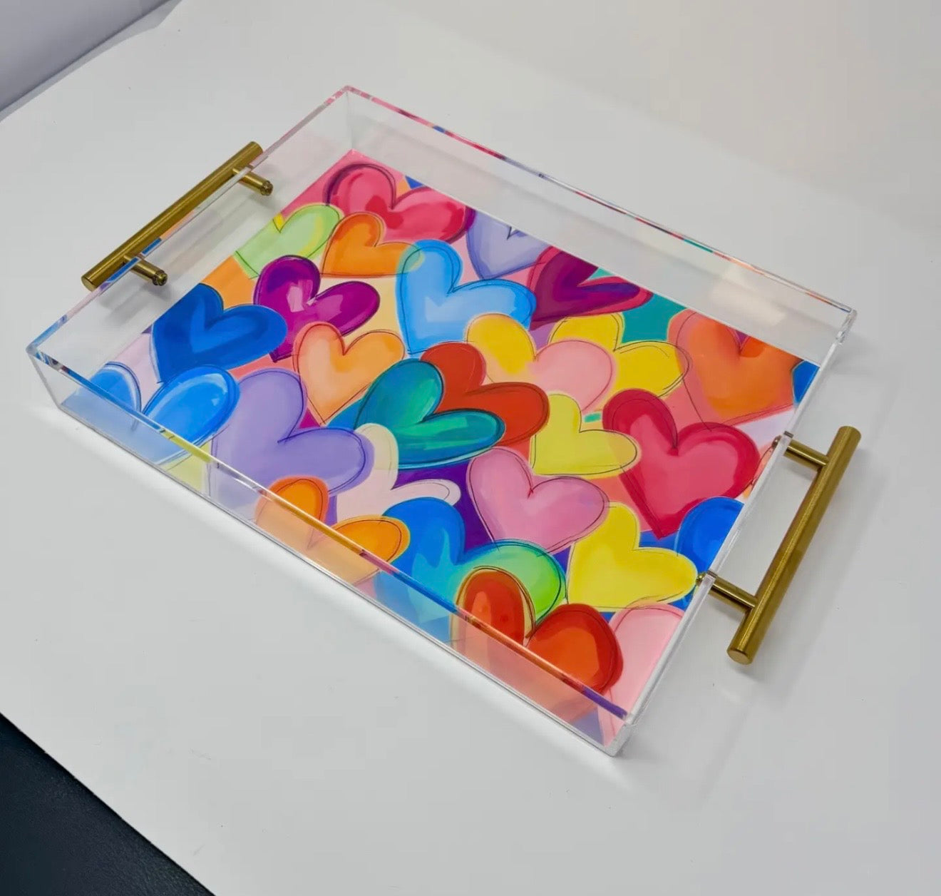 Colorful Hearts Acrylic Tray