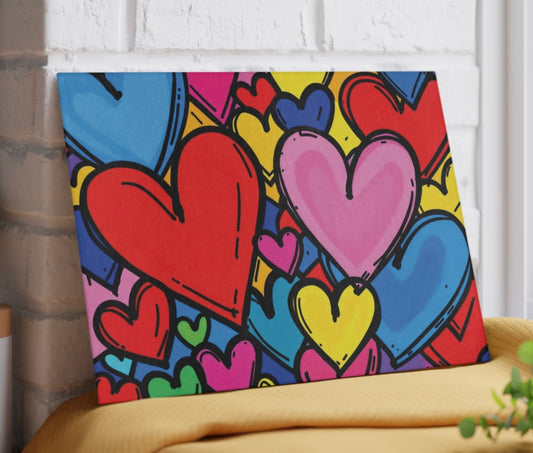 Pop Hearts Glass Cutting Board