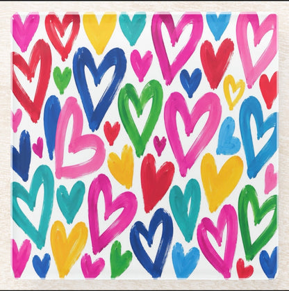 Abstract hearts Glass Coaster Set