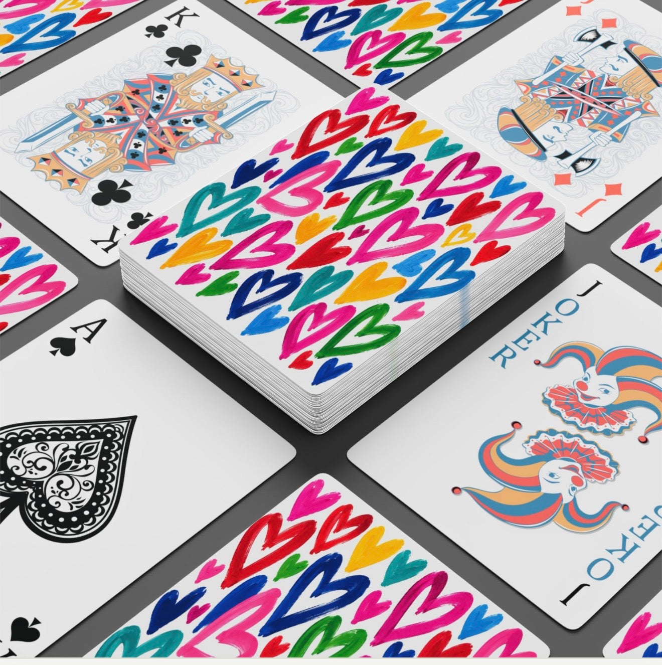 Abstract colorful Hearts Playing Cards Canasta Playing Cards Deck Of Cards