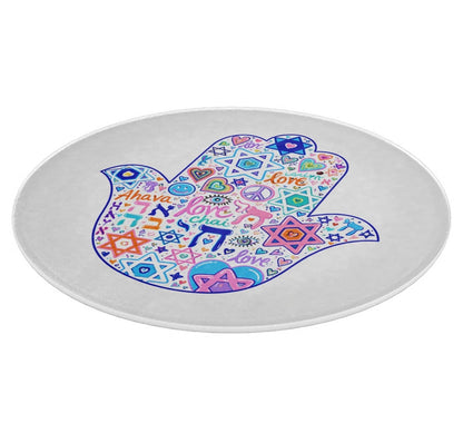 Hamsa Judaica Symbols Art Glass Cutting Board Serving Platter