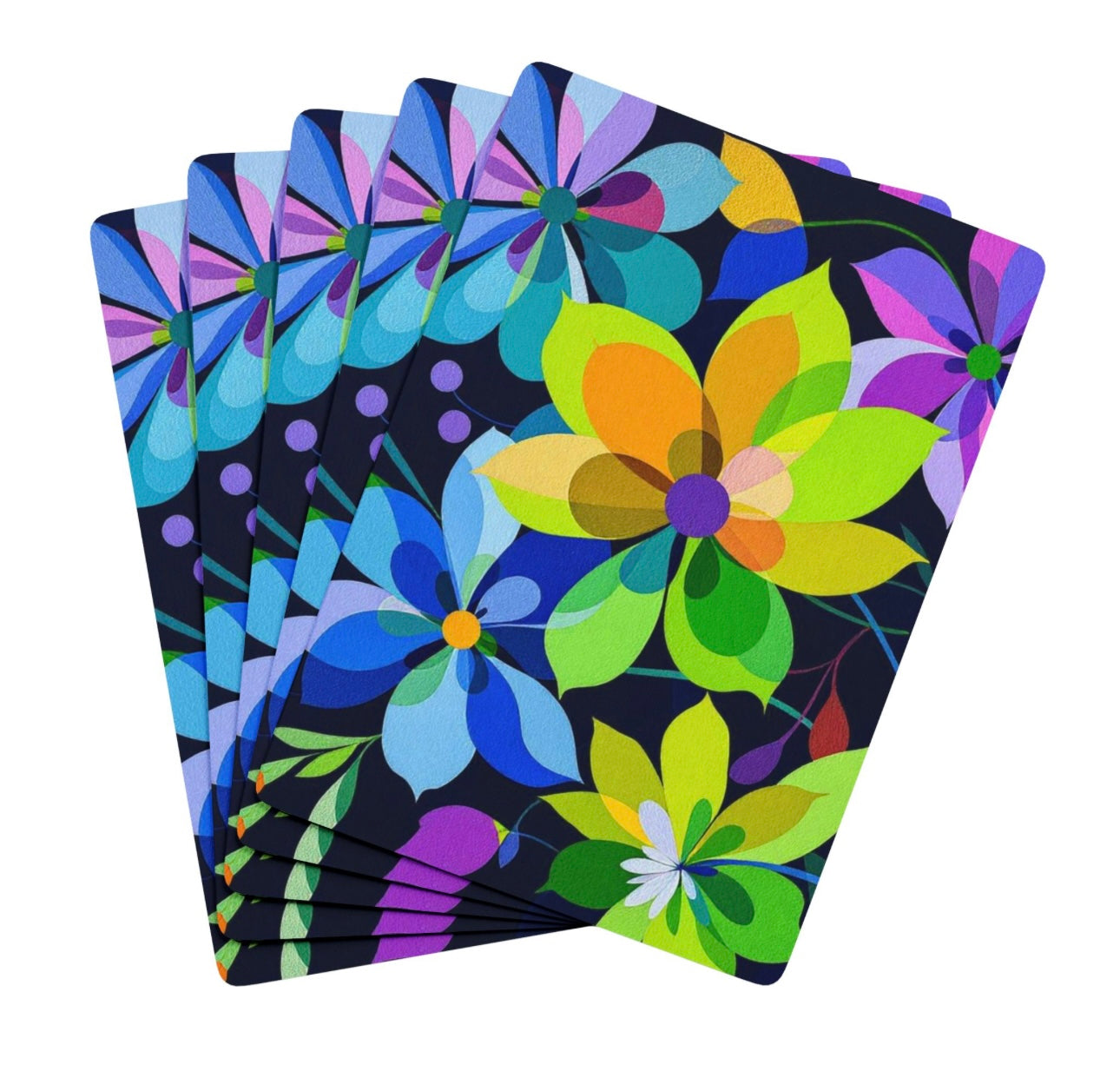 Retro Flowers Deck Of Playing Cards