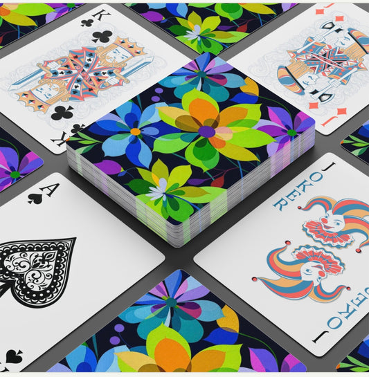 Retro Flowers Deck Of Playing Cards