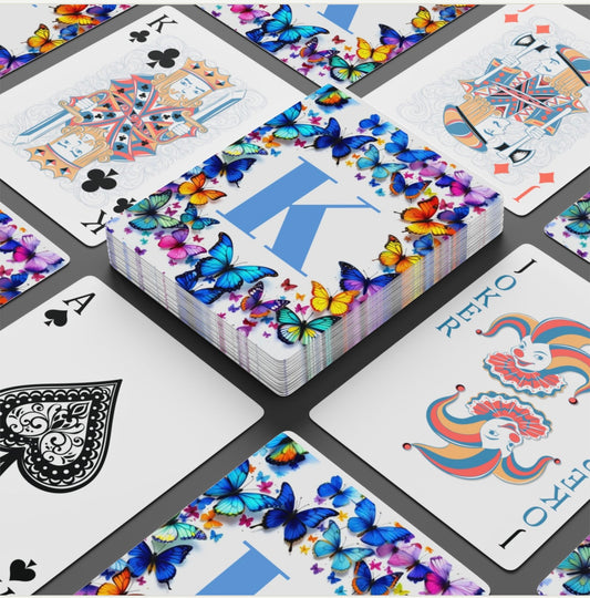 Personalized Initial Butterfly Deck  Of  Playing Cards