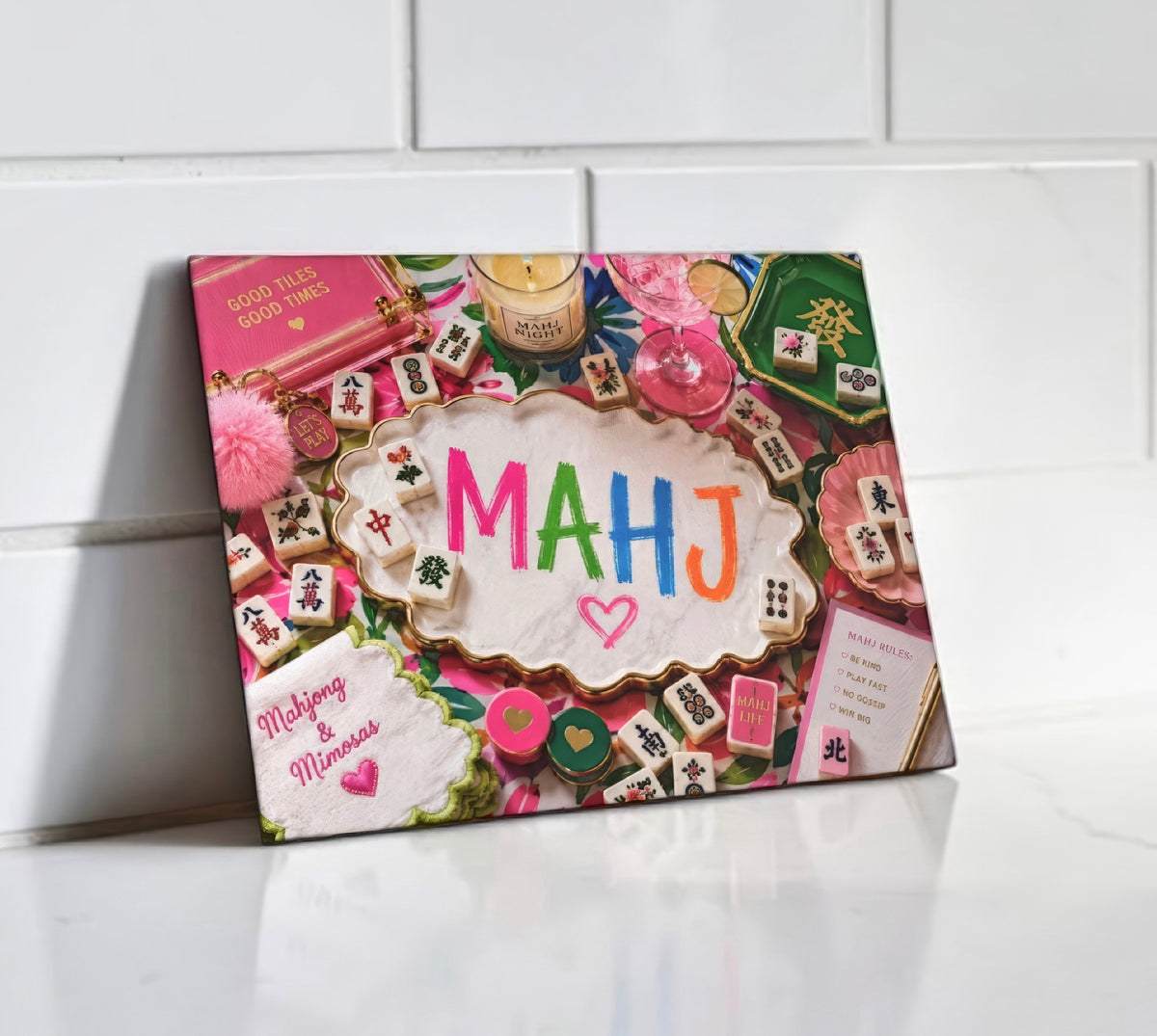 Mahjong Lover Cutting Board Serving Platter
