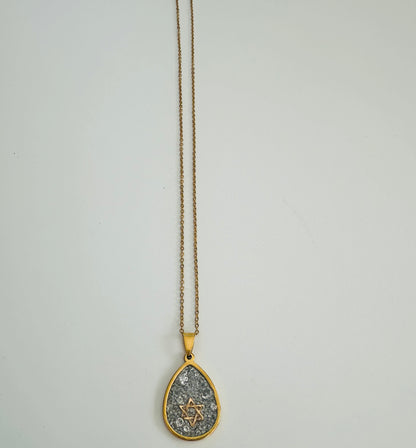 Star of David Semi Precious Stone Gold Necklace