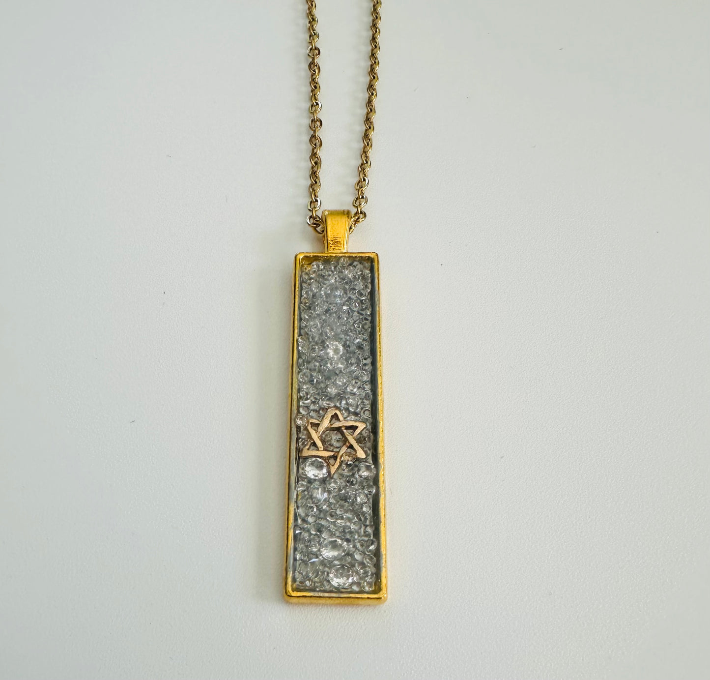 Semi Precious Stone Star Of David Gold Necklace