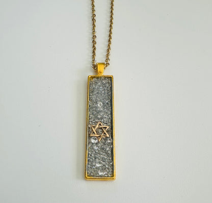 Semi Precious Stone Star Of David Gold Necklace