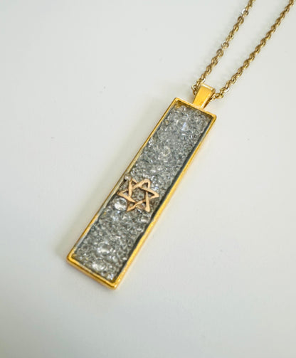 Semi Precious Stone Star Of David Gold Necklace