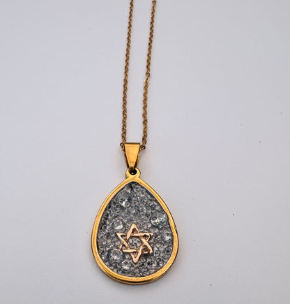 Star of David Semi Precious Stone Gold Necklace
