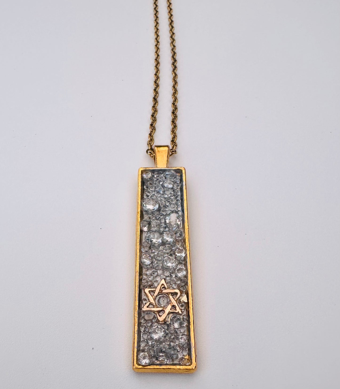 Semi Precious Stone Star Of David Gold Necklace