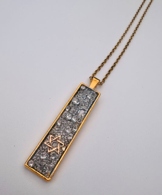 Semi Precious Stone Star Of David Gold Necklace
