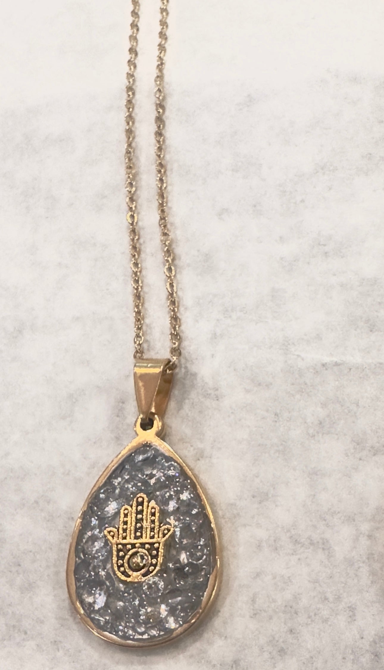 Semi Precious Hamsa Gold Necklace