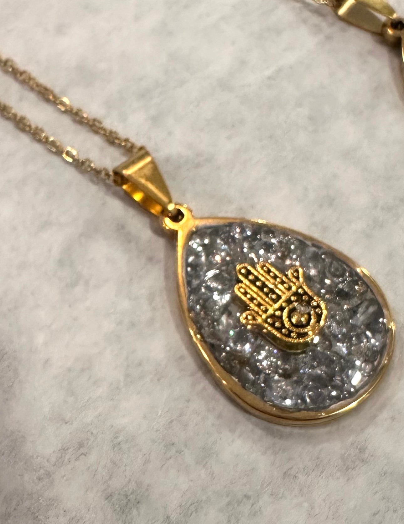 Semi Precious Hamsa Gold Necklace