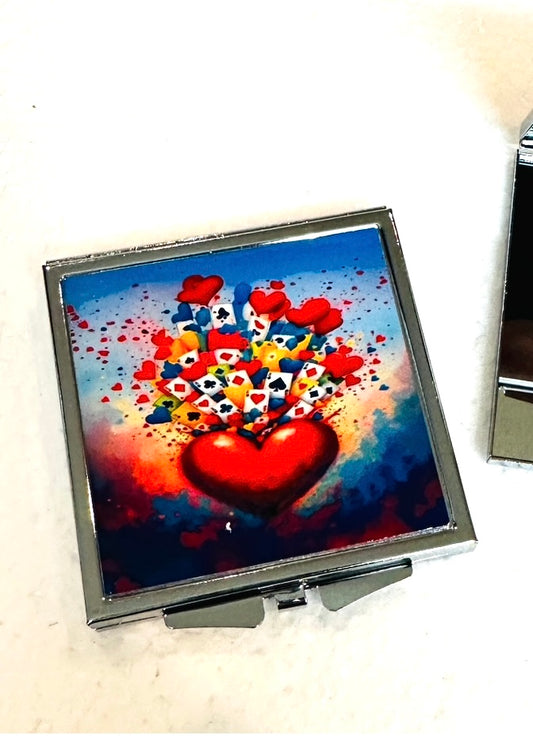 Love Is In The Cards Canasta Compact Mirror