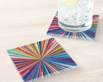 Abstract Color Burst Coaster Set