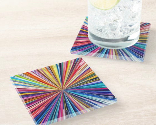 Abstract Color Burst Coaster Set