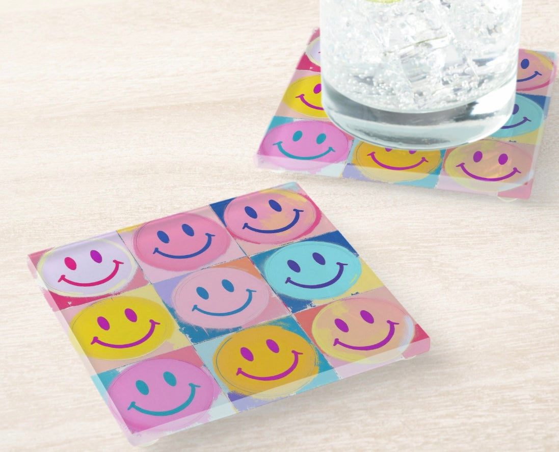 Happy Face Smiley Face Coaster Set