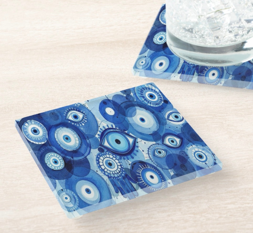 Hamsa Evil Eye Coaster Set