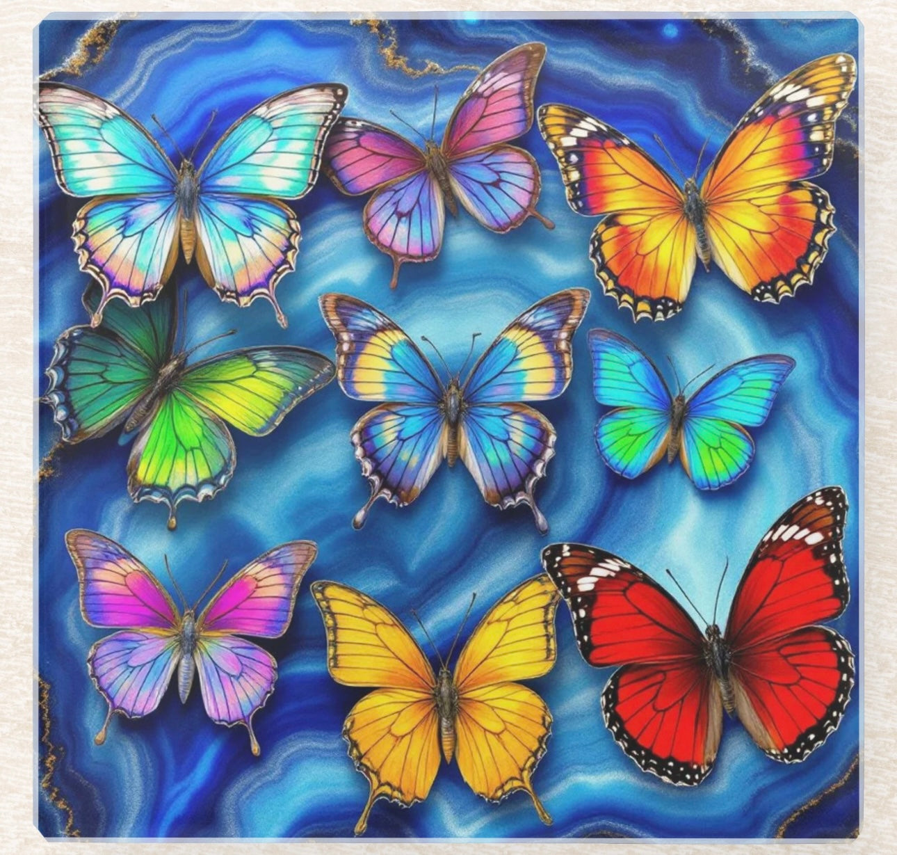 Butterfly Agate Coaster Set