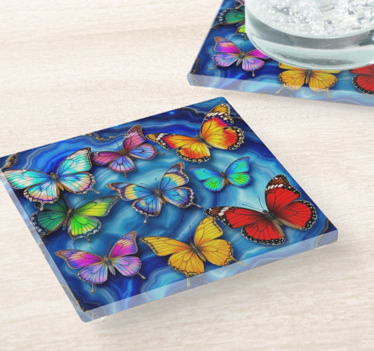 Butterfly Agate Coaster Set