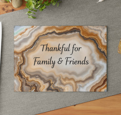Thankful For Friends And Family Thanksgiving Glass Cutting Board