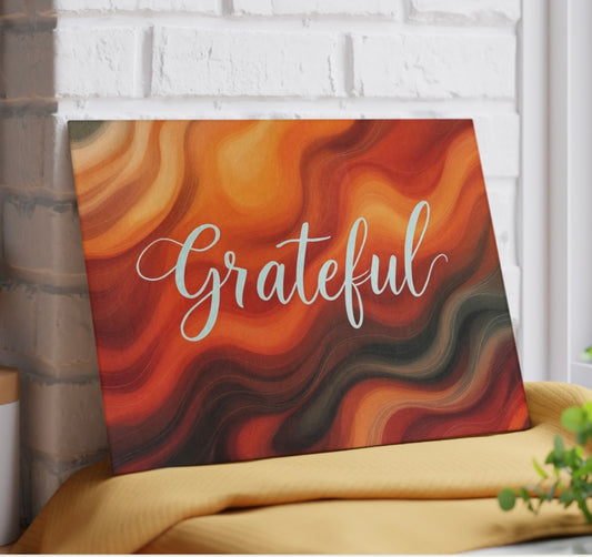 Grateful Thanksgiving Glass Cutting Board Serving Platter