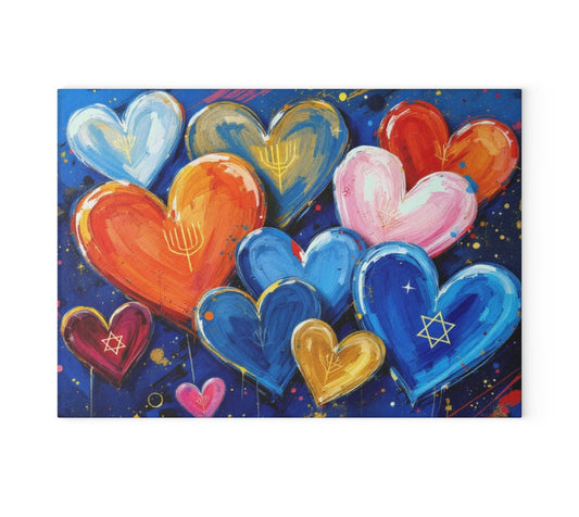 Star Of David Hearts Judaica Cutting Board