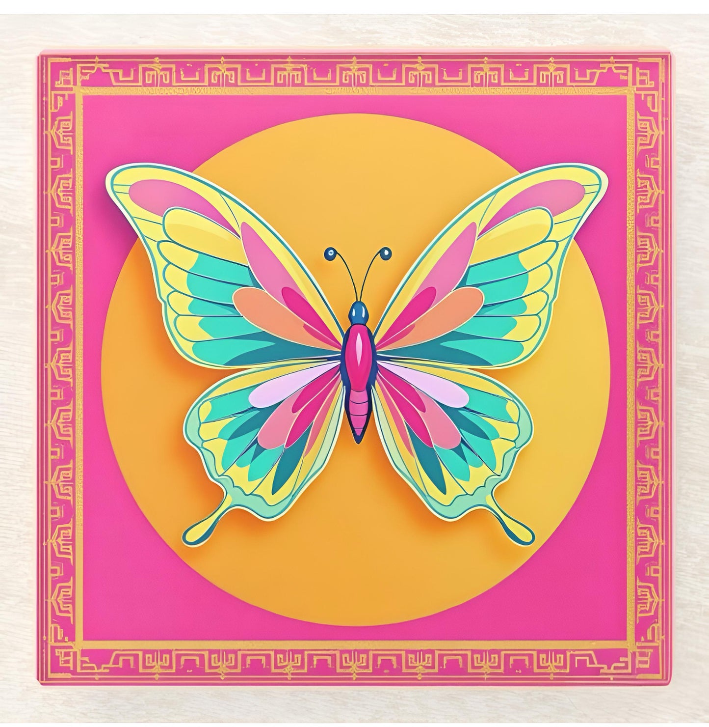 Elegant Butterfly Glass Coaster Set