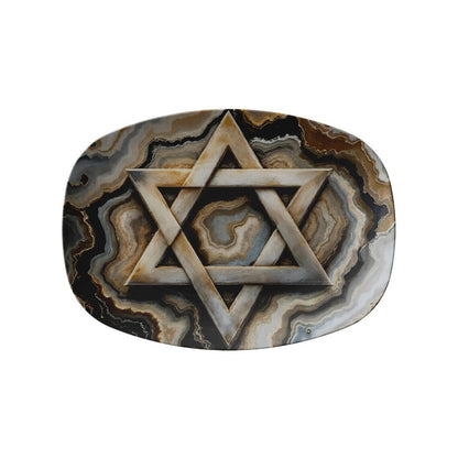 Star Of David Jewish Star Agate Judaica Art Serving Platter