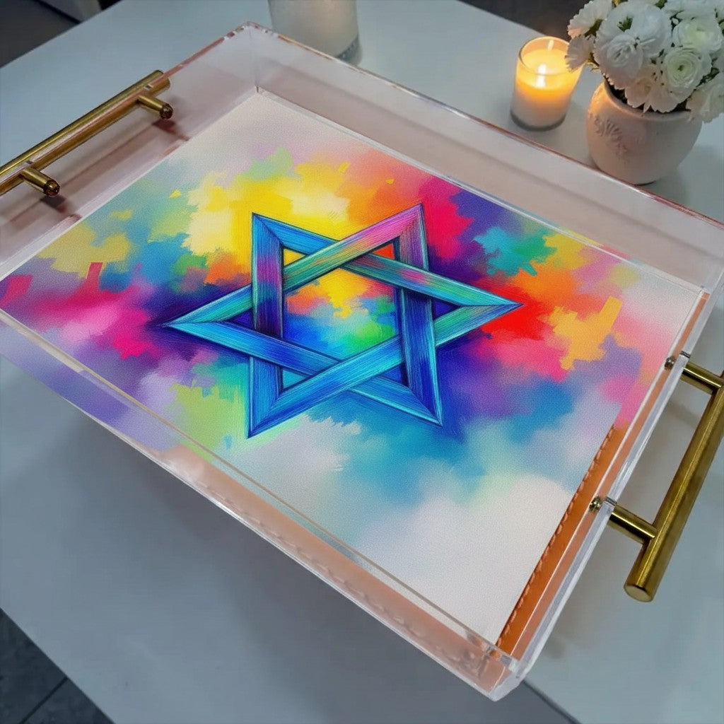 Star Of David Judaica Art Acrylic Tray