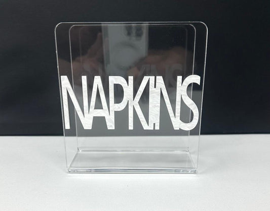 Acrylic Napkin Holder Pearlized White Napkin Lettering