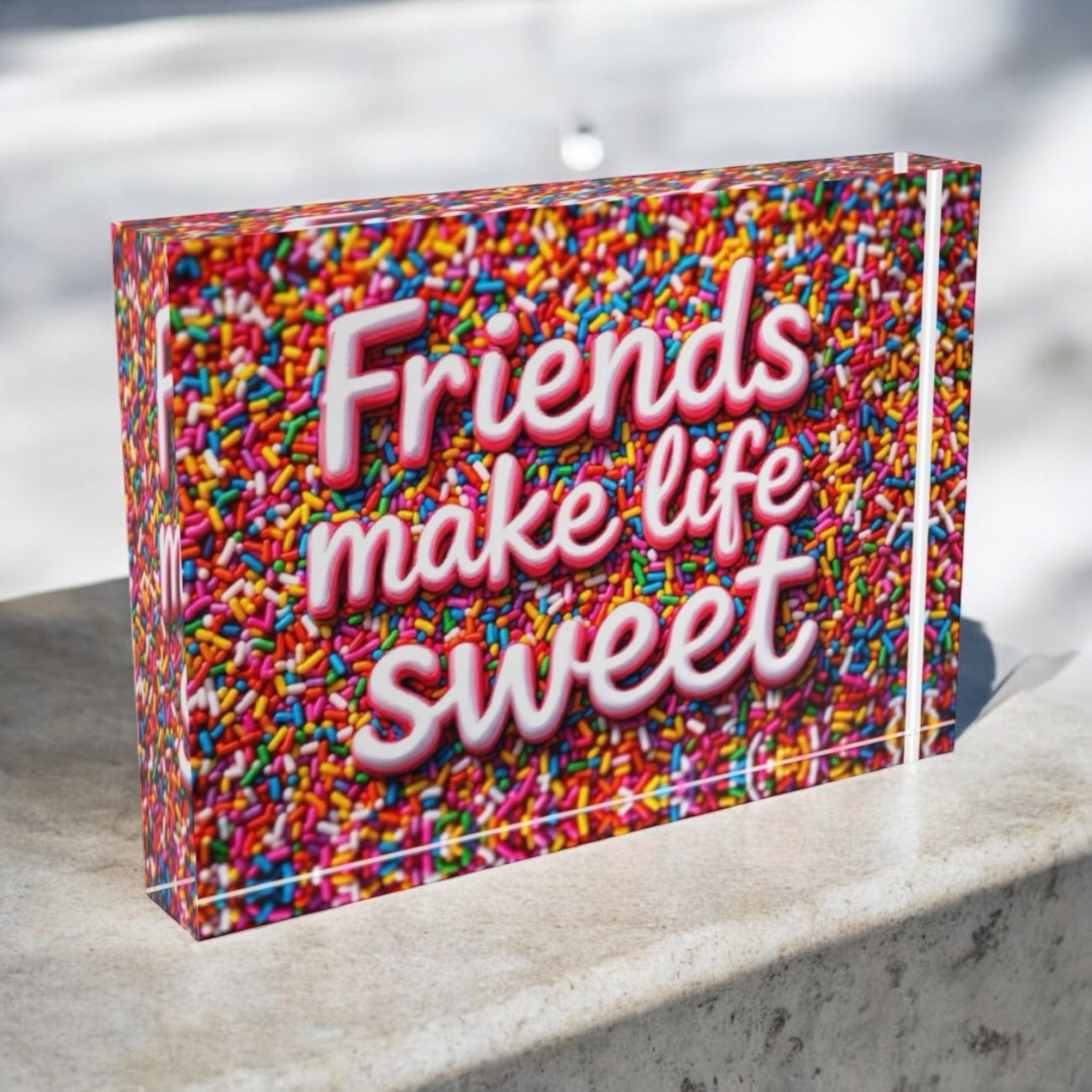 Friends Make Life Sweet Sprinkles  Crystal Block Decor