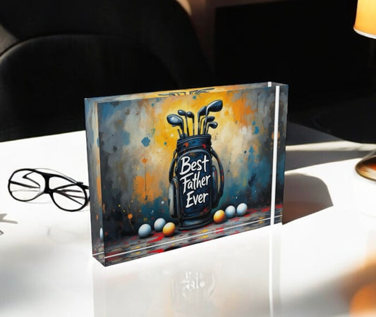 Best Father Ever Father’s Day Birthday Crystal Block Table Decor