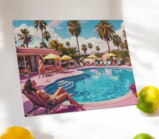 Retro Pool Scene Cutting Board
