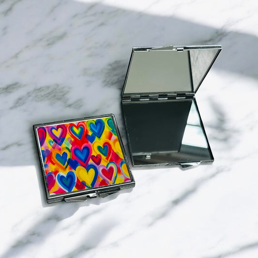 Colorful Hearts Love Pocket Mirror