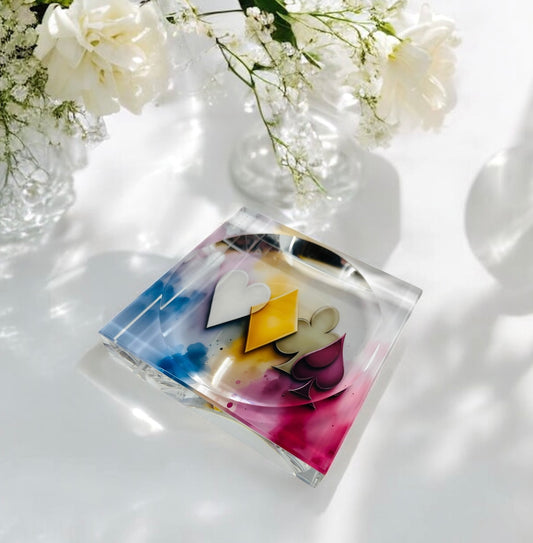 Gorgeous Playing Card Symbols Art  Acrylic Candy Dish Catchall Tray