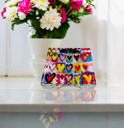 Abstract Hearts Acrylic Block Table Decor