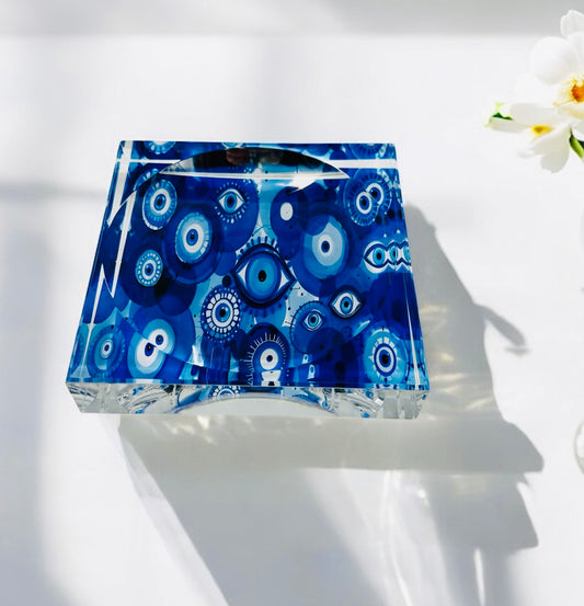 Evil Eye Hamsa Acrylic Block Catchall Tray