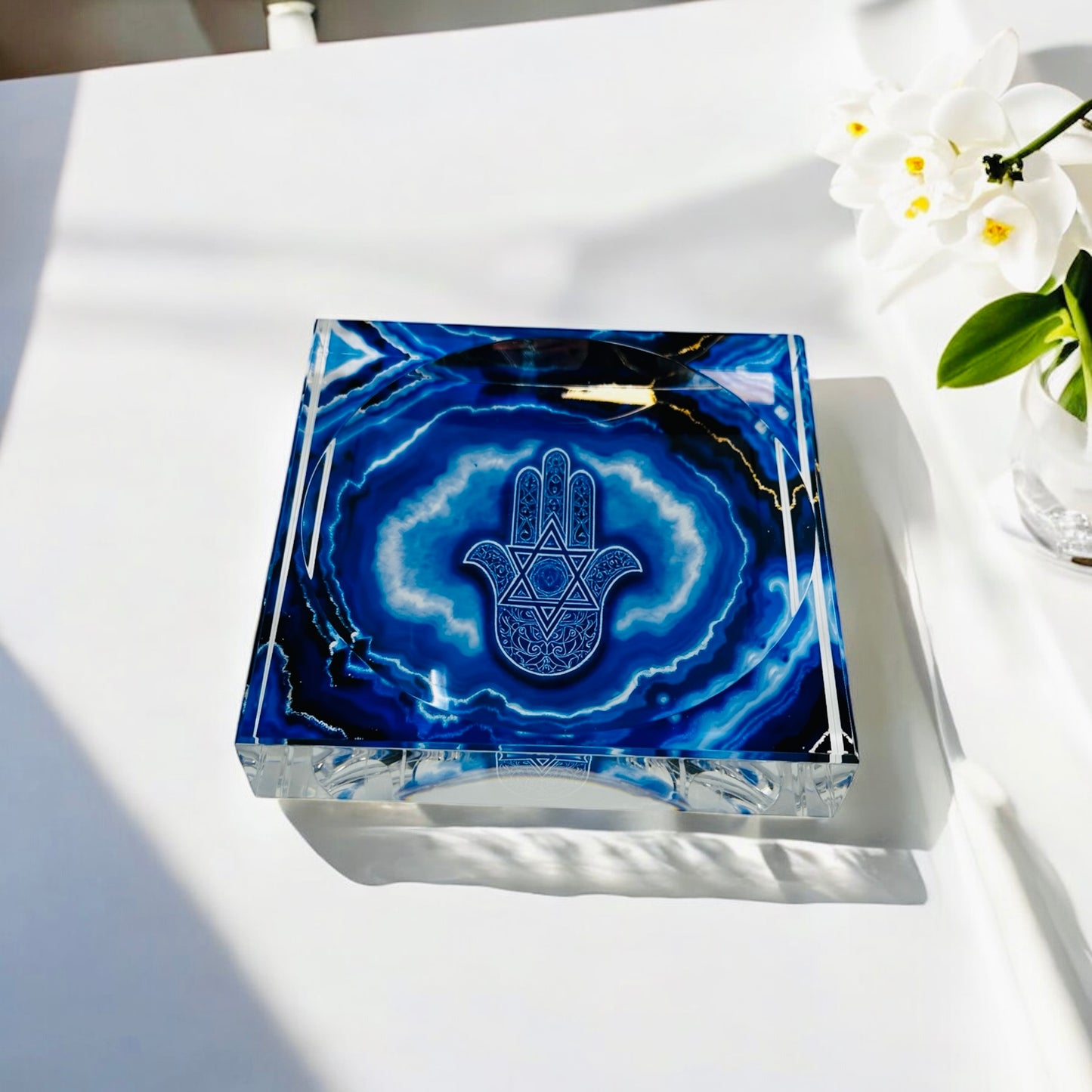 Hamsa Star Of David  Acrylic Candy Dish Catchall Tray