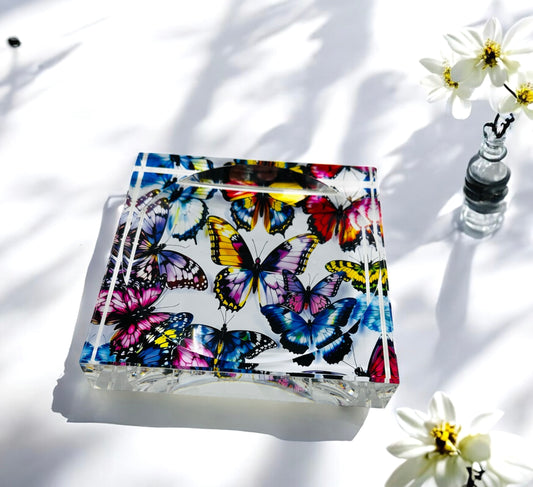 Butterfly Acrylic Block Catchall Tray