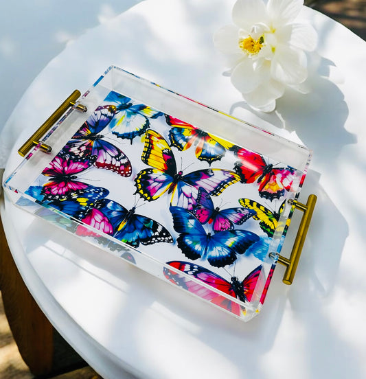 Abstract Colorful Butterfly Acrylic Tray